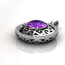 Moon Round Natural Amethyst Lace Pendant