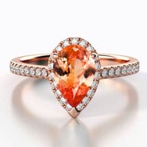 Padparadscha Sapphire Engagement Ring Pear Shaped Orangish Colour