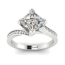 White Sapphire White Gold Cushion Cut Engagement Ring Luxy