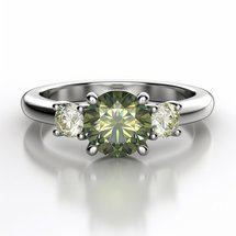 Green Sapphire Three Stone Engagement Ring
