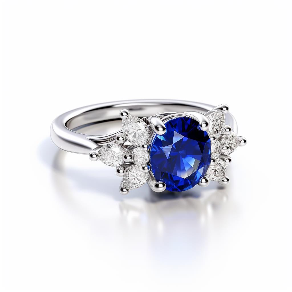 Royal blue sapphire engagement Ring White Gold by Brilliyond