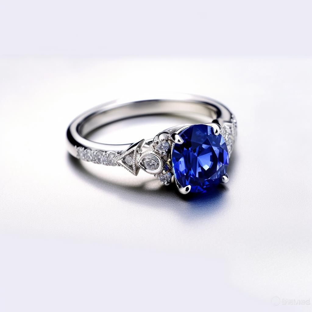 sapphire engagement ring oval with small diamonds in either side from Brilliyond