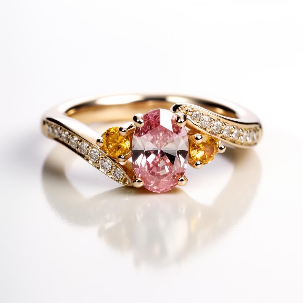 Padparadscha twisted band style engagement 0.6ct Philippa