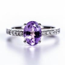 Purple sapphire Rectangular Cushion engagement ring prong set metal band