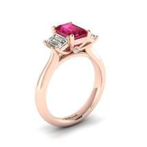 Pink Sapphire Rose Gold Emerald Cut Engagement Ring Blanche