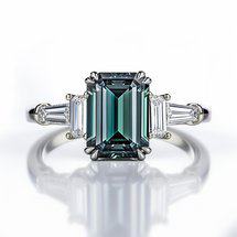 Art Deco Emerald Cut Green Sapphire Engagement Ring 2.0ct Cleitus
