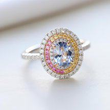 Triple halo blue sapphire engagement ring 1.1ct Tessa