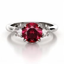 Classic Three Stone Pigeon Blood Red Ruby Engagement 0.6ct Rhea