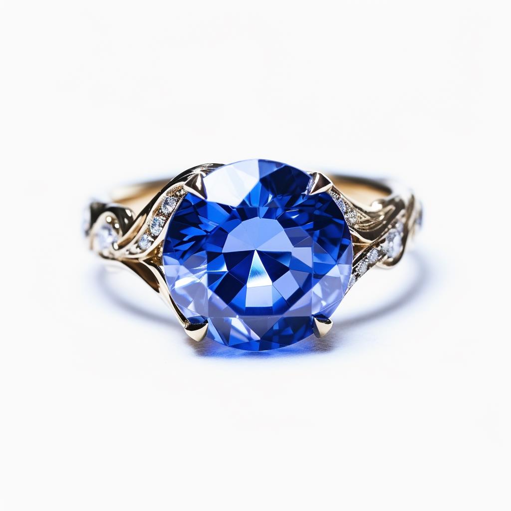 blue sapphire engagement ring with intricate band style