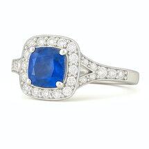 Brilliyond Jewellery Ariella ring with oval cornflower blue Ceylon sapphire and diamond accents in white gold.