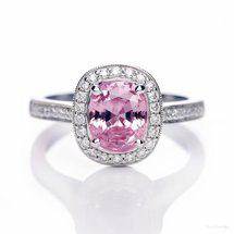 halo pink sapphire engagement ring from Brilliyond