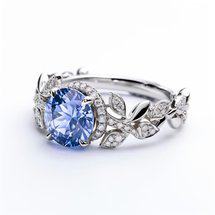 Elegant blue sapphire engagement ring nature inspired