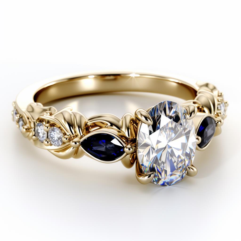 Vintage inspired diamond engagement ring Varda
