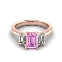 Pink Sapphire Rose Gold Emerald Cut Engagement Ring Blanche