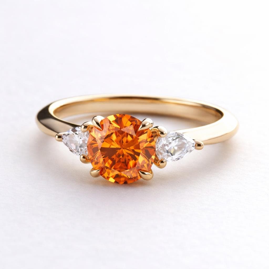 Orange Sapphire Three Stone Engagement Ring Orana 1.25 carat_image3