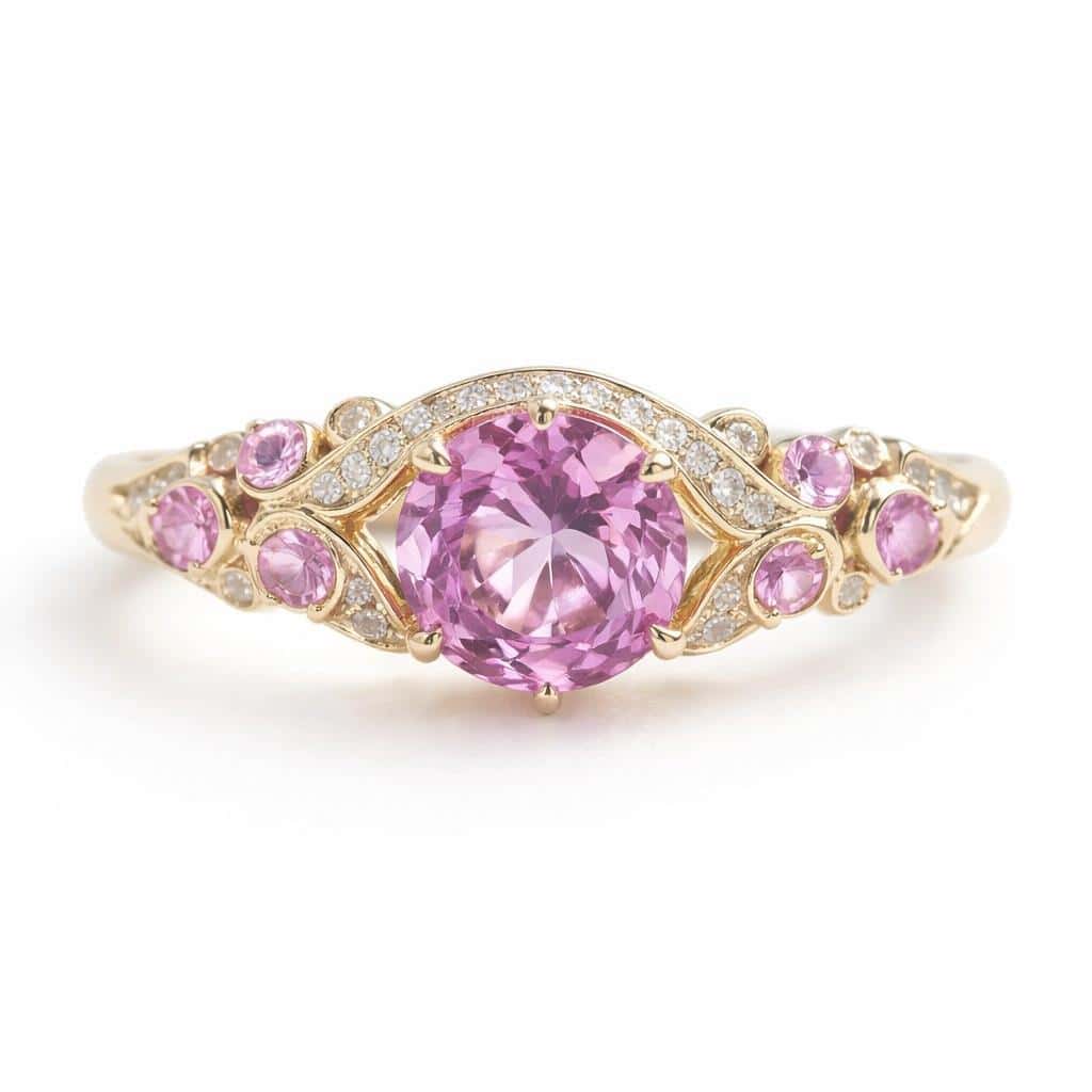 Sapphire Engagement Ring with 0.7ct Round Pink Sapphire_image4