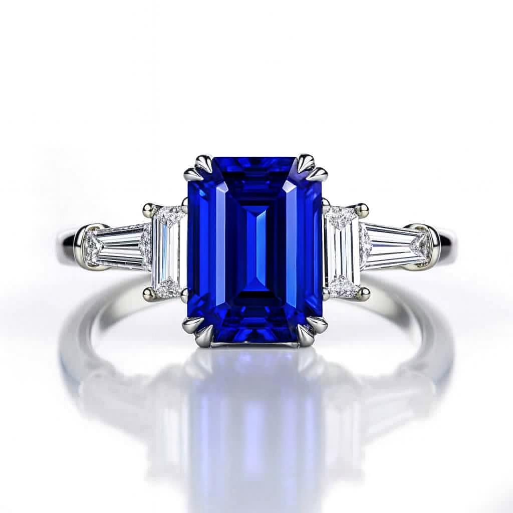 Art Deco Blue Sapphire Engagement Ring_image1