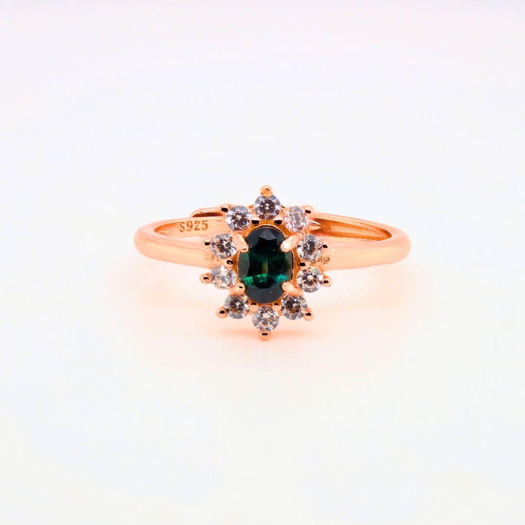 Natural Green Sapphire Silver Ring - Rose Gold Colour_image3