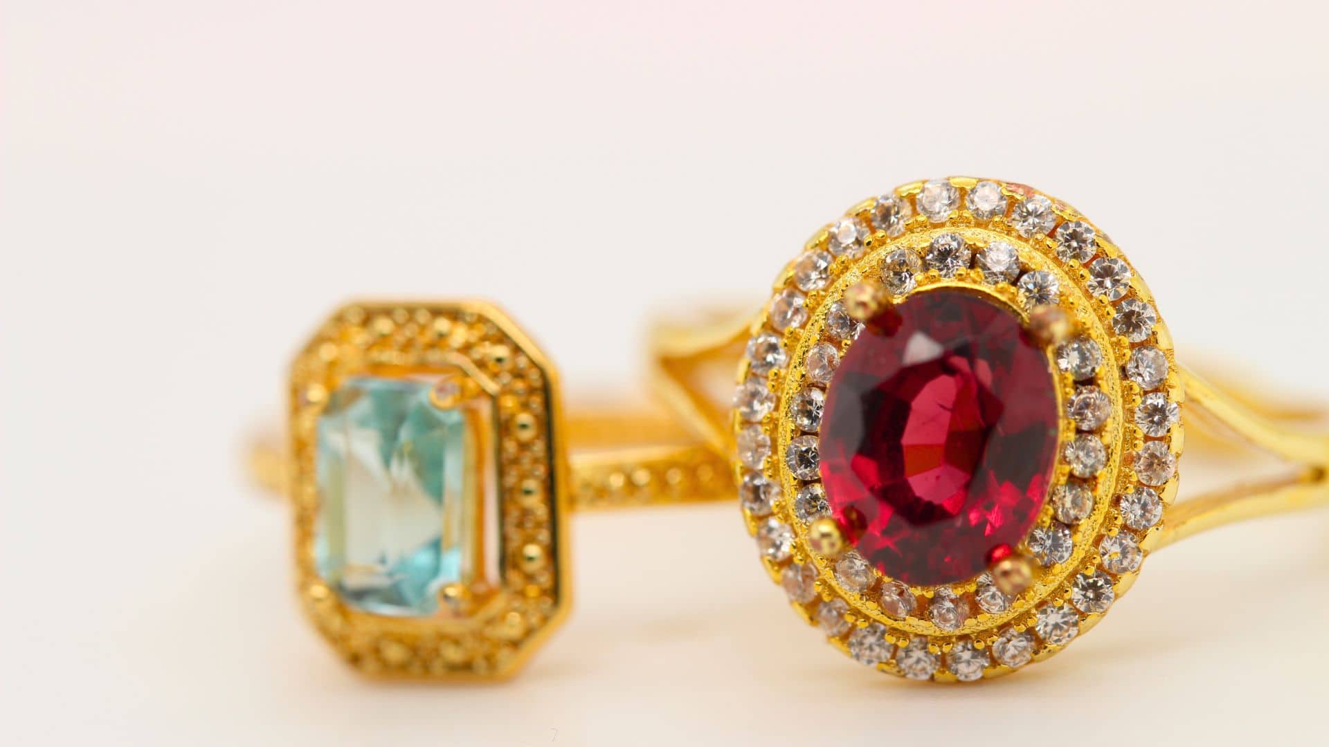 Aquamarine and Garnet Rings