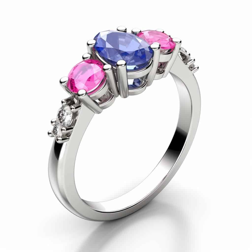 Blue Sapphire Three Stone Engagement Ring Daisey_image2