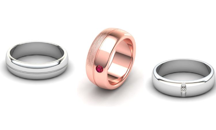 Mens wedding band designs with small stones on