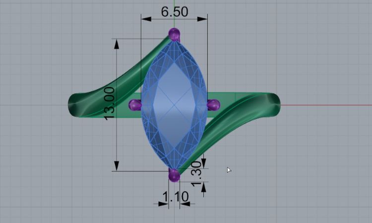 marquise engagement ring cad design