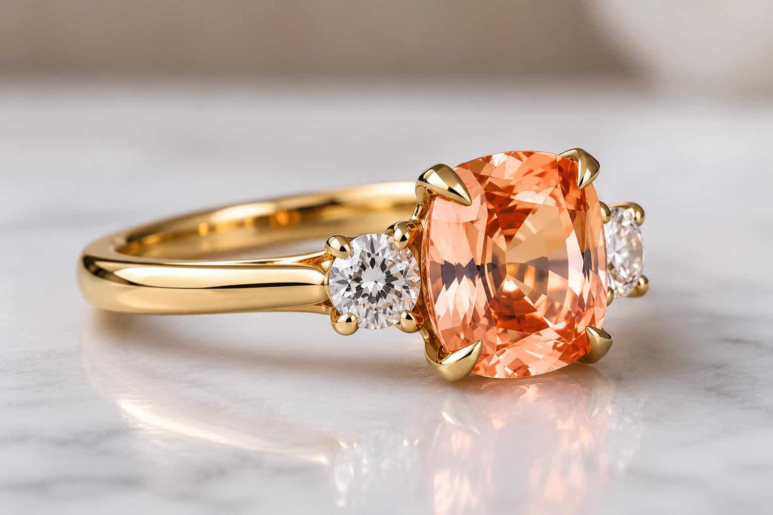 Orange Sapphire Engagement Ring