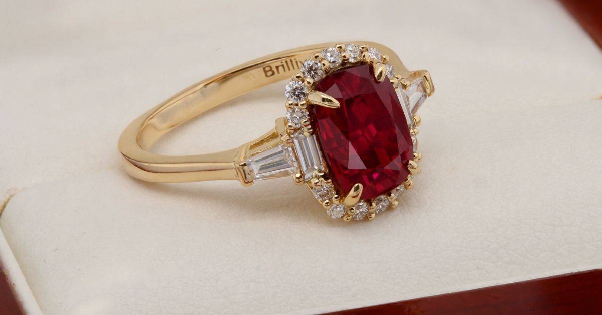 yellow gold natural ruby engagement ring