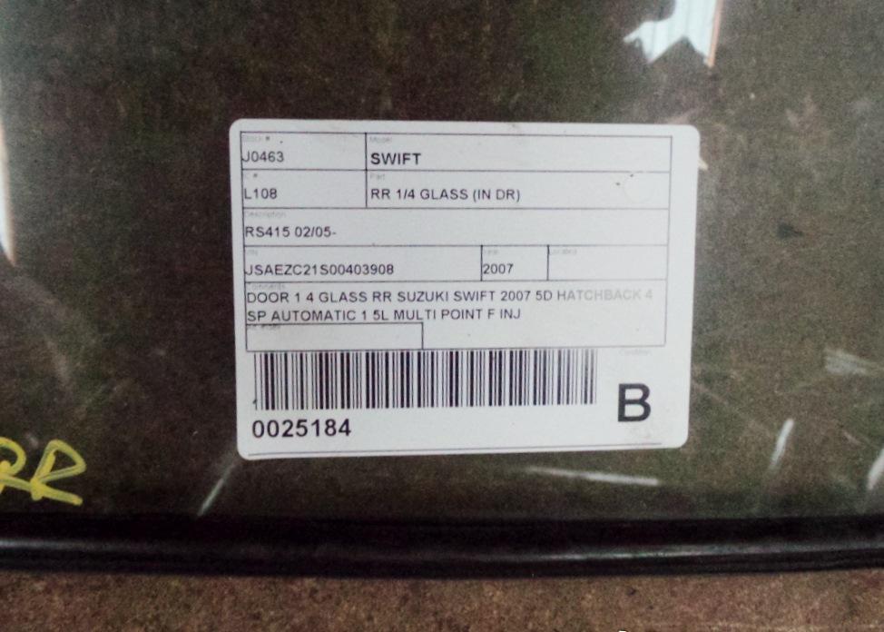 View Auto part Right Rear 1/4 Door Glass Suzuki Swift 2007