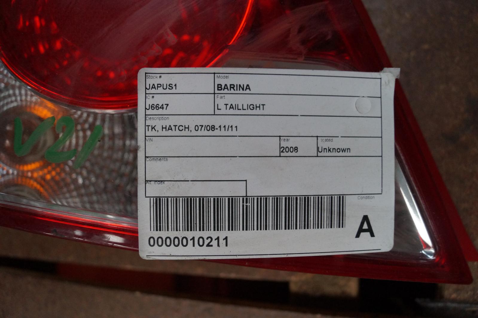 View Auto part Left Taillight Holden Barina 2008