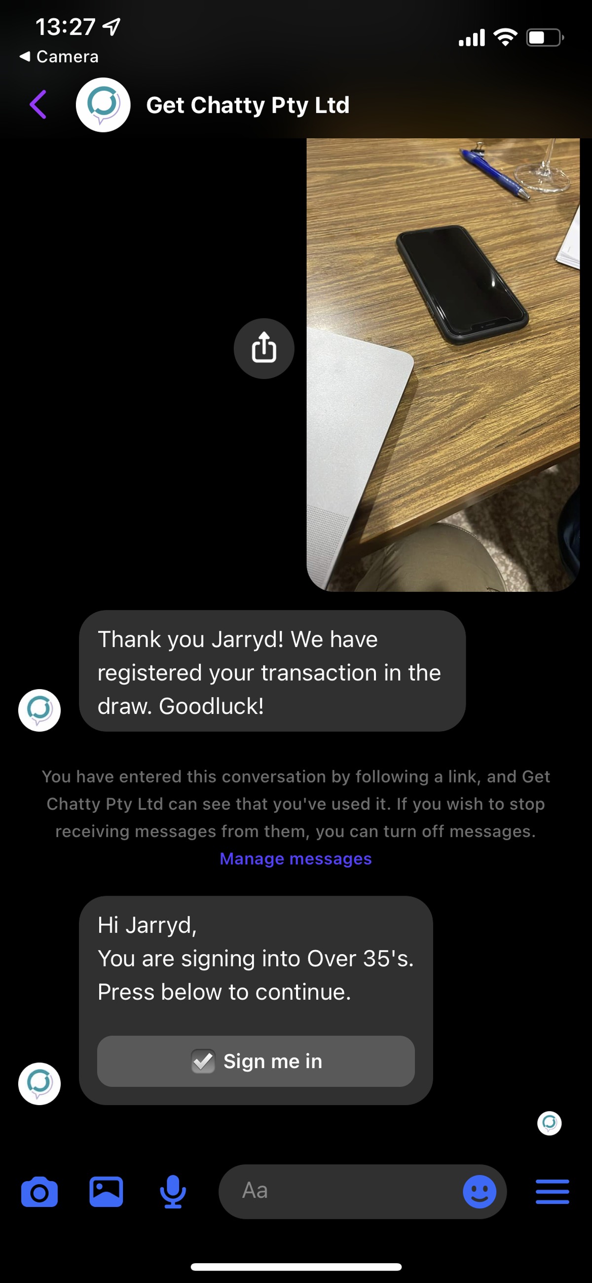 Confirm you are signing into the right Team or Group & press the "Sign me in" button