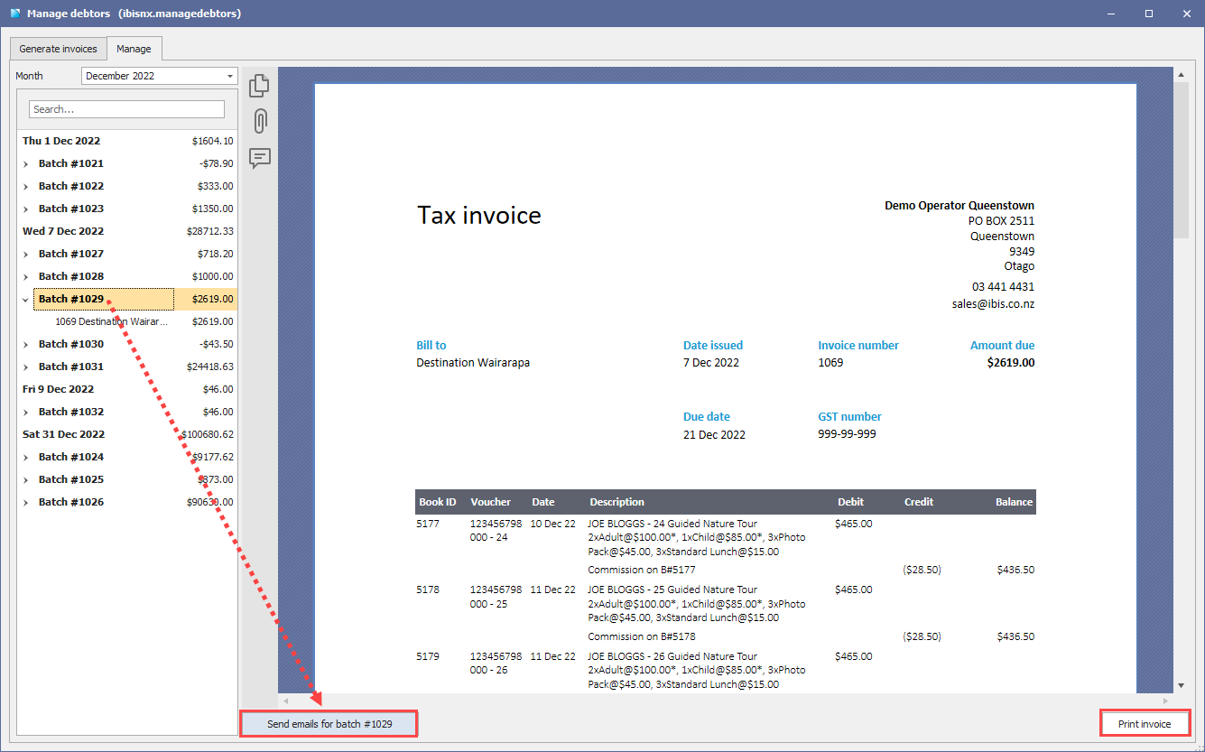Batch invoice process IBIS Technology