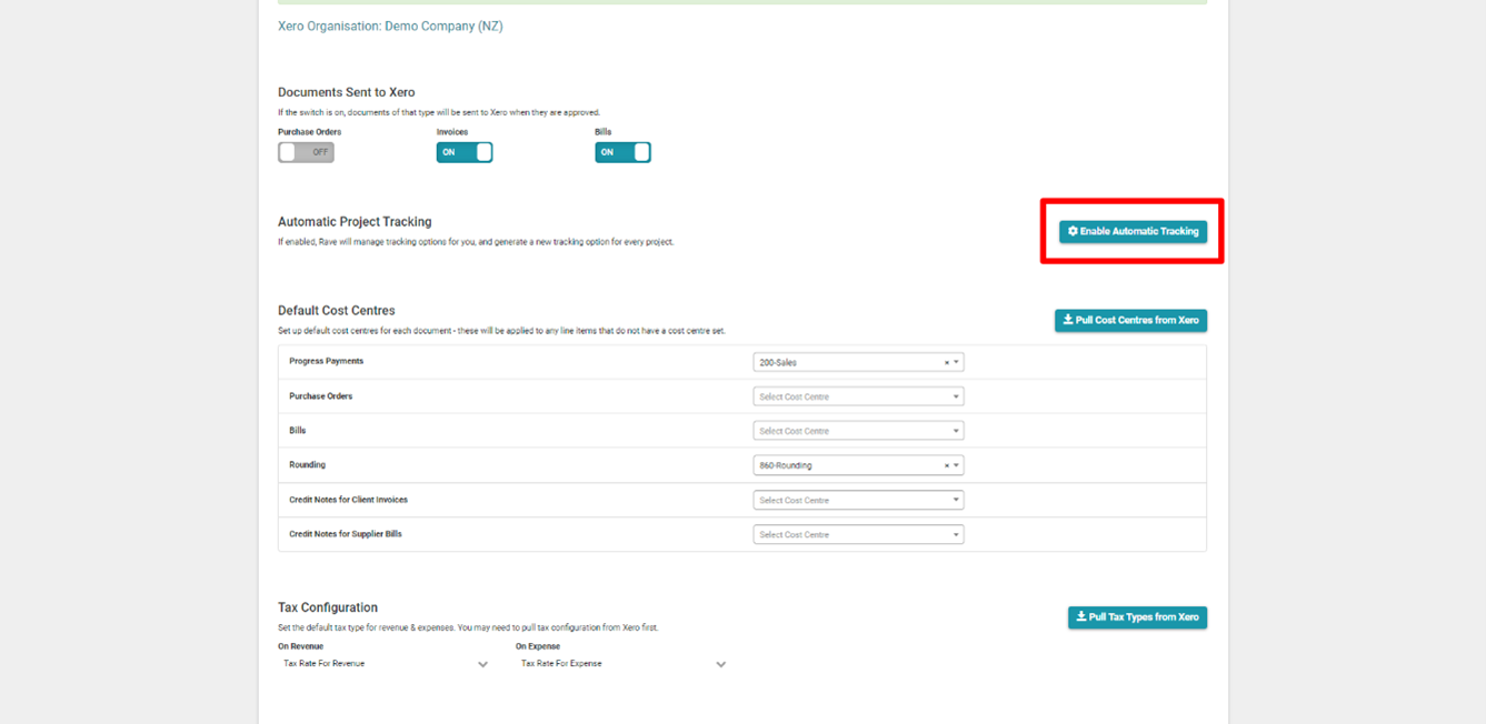 RAVE Project + Xero Tracking Rave Help