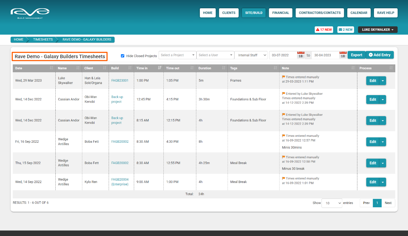 Accessing Timesheets and Timesheet Reporting - Office Manager : Rave Help