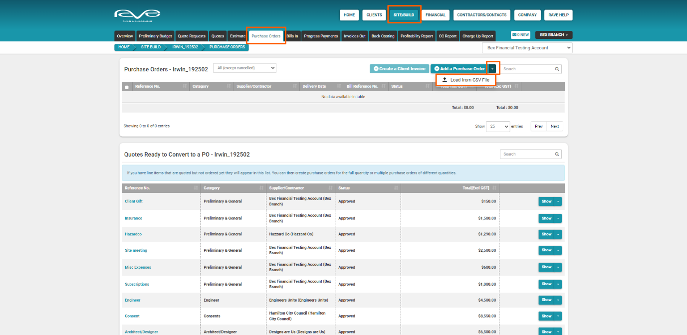 How to Create Purchase Orders Using a CSV File Rave Help
