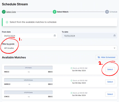 A screenshot of a match schedule
Description automatically generated