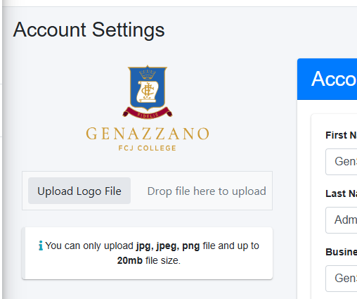 A screenshot of a account settings