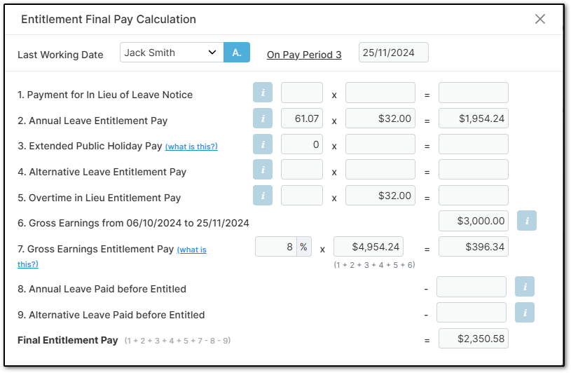 Final Pay Calculation