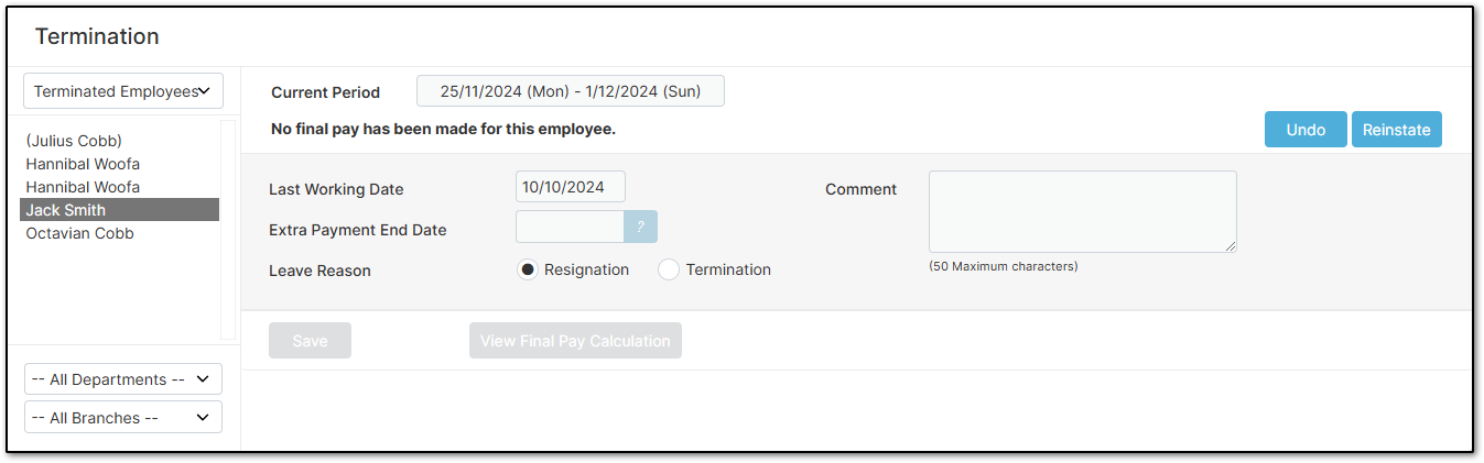 Undo Termination