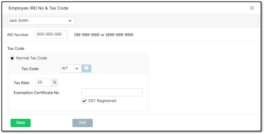 Enter Tax Details
