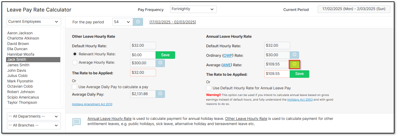 Leave Pay Rate