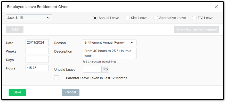 Entitlement Adjustment