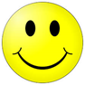 A yellow smiley face with black eyes 
Description automatically generated