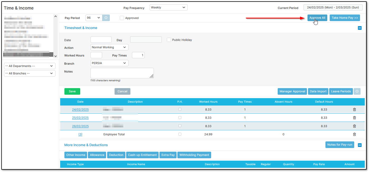 Approve All Timesheets