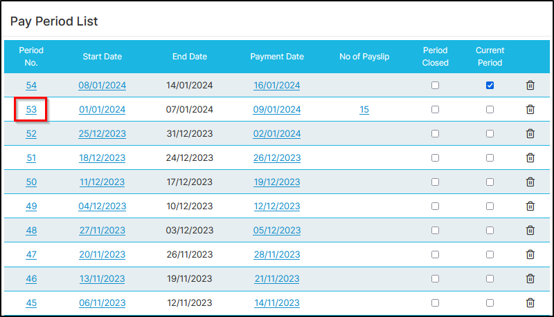 Selecting a Pay Period