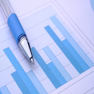 Angled shot of pen on a graph