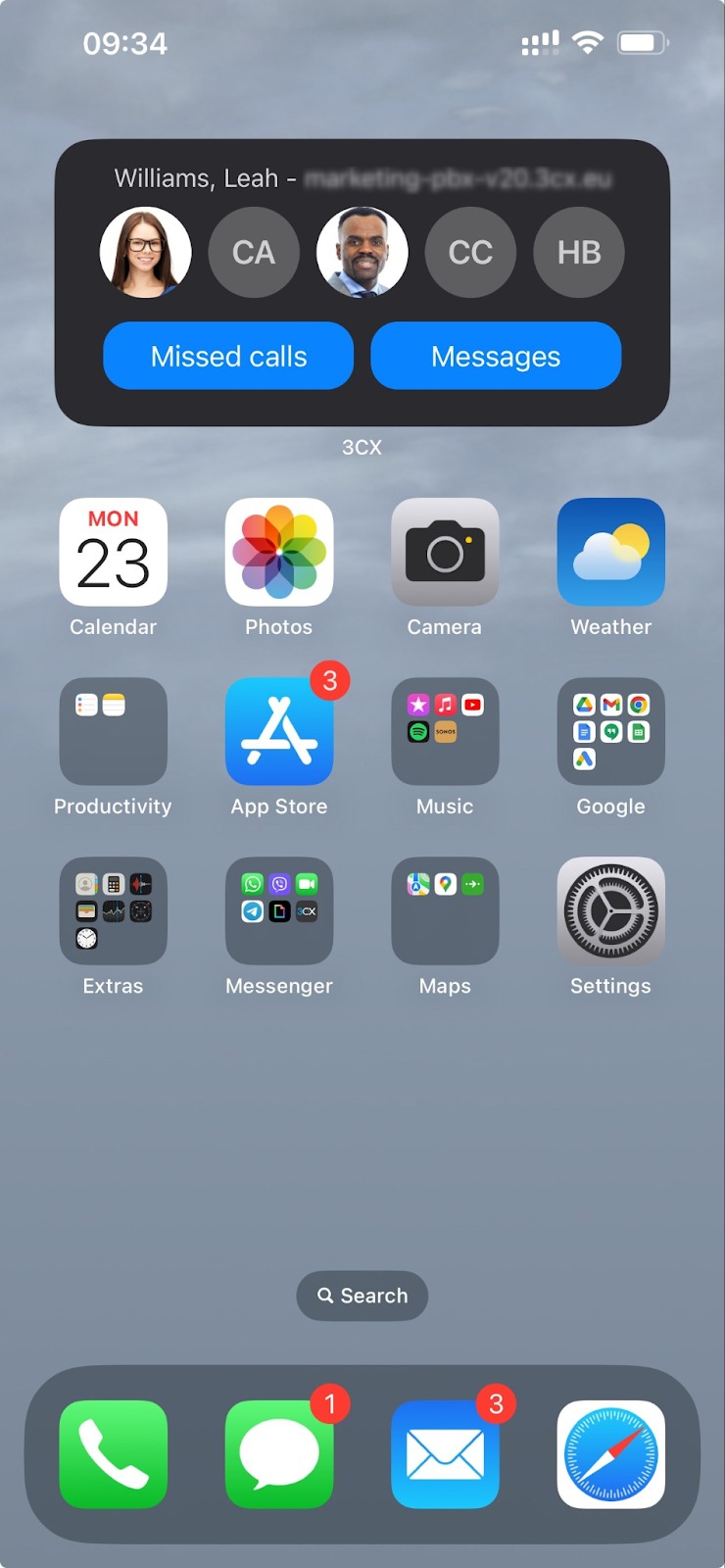 Speed Dial Widget on iOS Device Screen