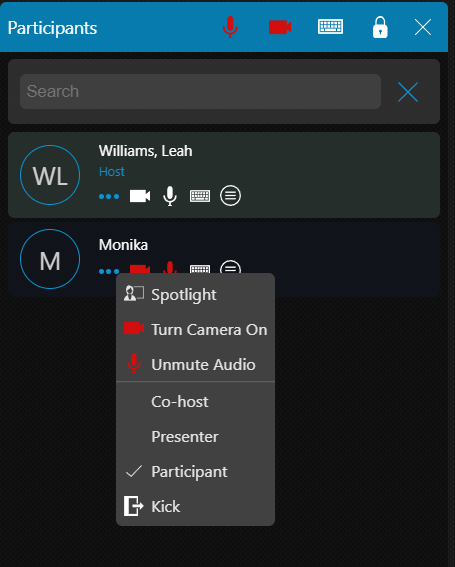Control and Moderate Users in Video Conference
