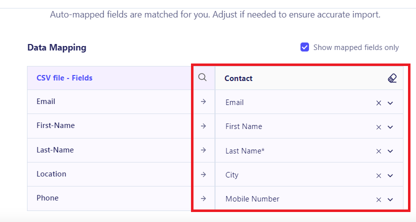 Map your data when importing your CSV on ZEPIC