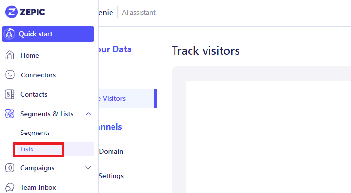 Navigate to lists
